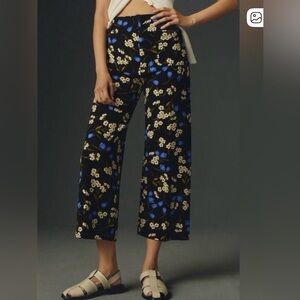 Maeve by Anthropologie The Colette Floral Cropped Wide-leg Ponte Pants